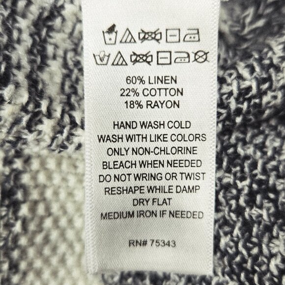 WOMEN'S MAX STUDIO KNIT NAUTICAL BLUE & IVORY STRIPED FRINGE HEM SWEATER SMALL - Picture 6 of 6